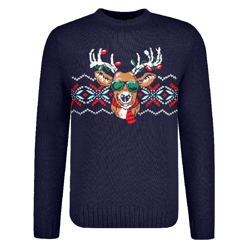 Men's Sweaters with BeadsMen's dark blue vintage Christmas sweater