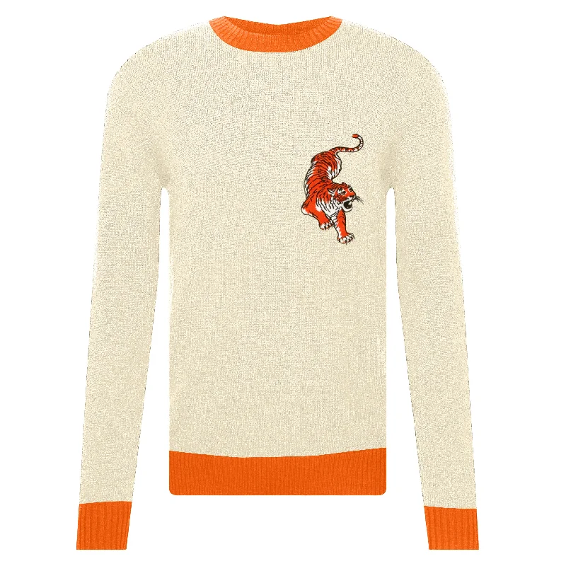 Men's Sweaters with ButtonsMen's embroidered apricot tiger sweater