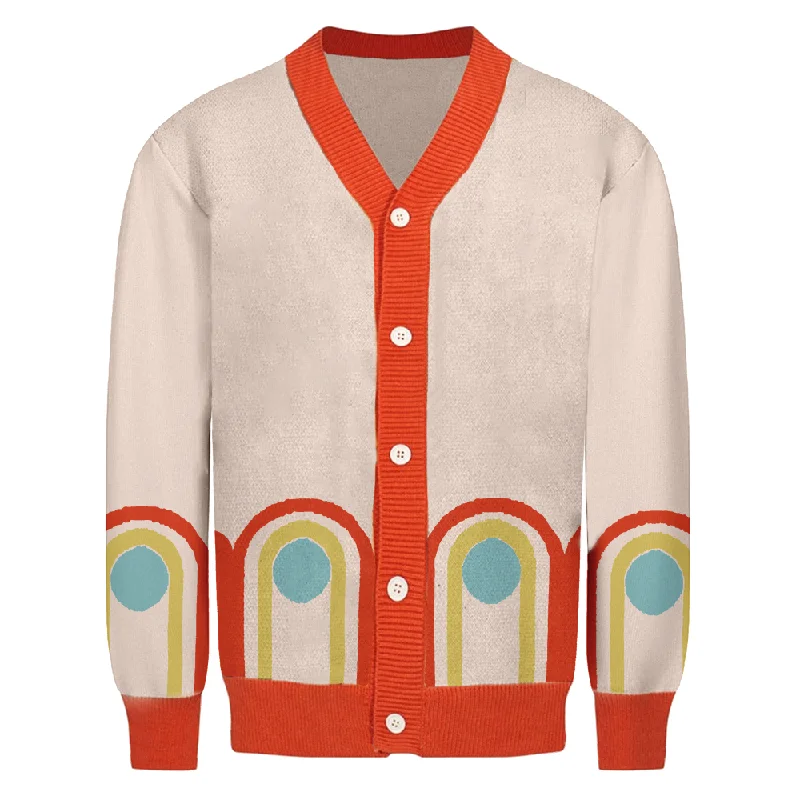 Men's Sweaters with Appliqué DetailsMen's apricot vintage cardigan casual sweater