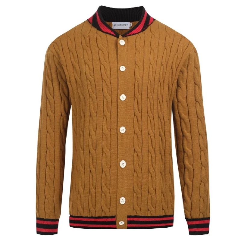 Men's Sweaters with Set-In SleevesMen's coffee color vintage cardigan sweater coat