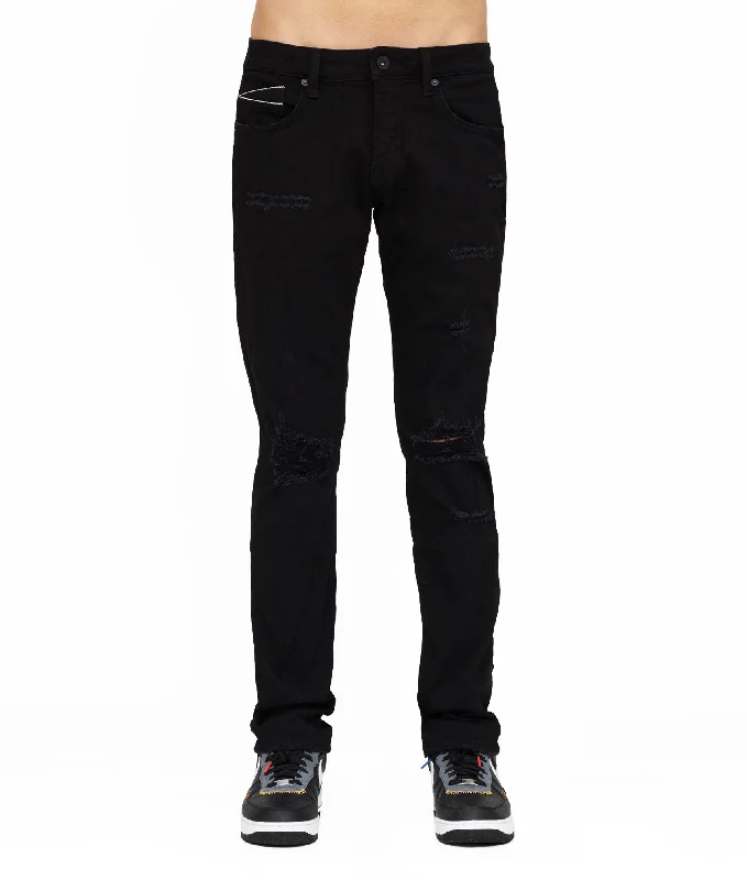 Men's Jeans with a Destroyed LookROCKER SLIM - PREMIUM STRETCH IN BLACK INK JEANS