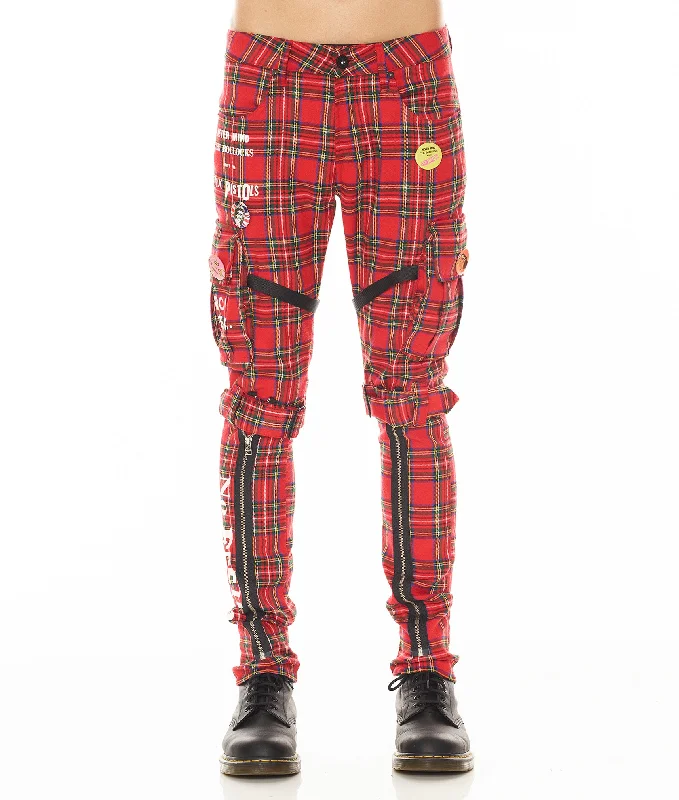 Hipster Skinny Men's JeansROCKER CARGO "SEX PISTOLS" IN PLAID