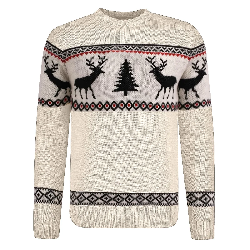 Men's Sweaters with Hidden PocketsMen's apricot Christmas crew-neck sweater