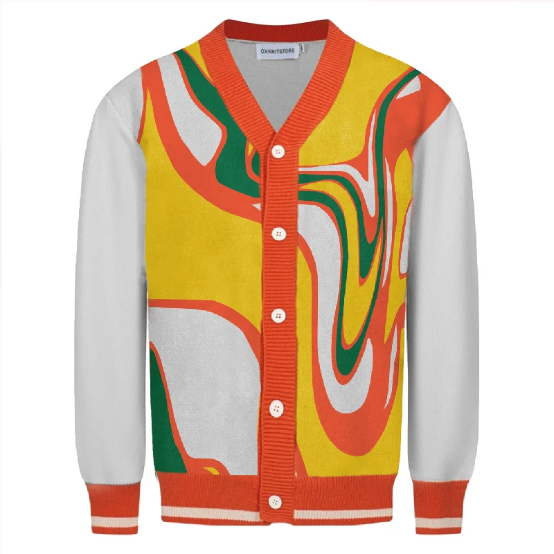 Men's Sweaters with Patchwork DesignsMen's multicolor vintage jacquard cardigan sweater