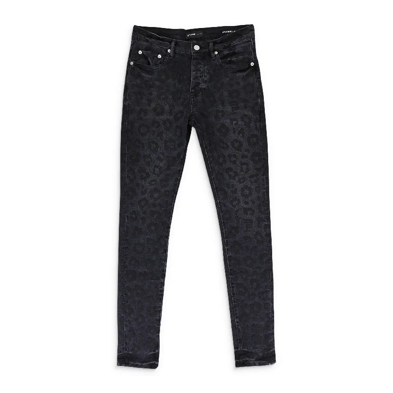 Trendy Men's JeansBLACK MONOGRAM LEOPARD PRINT Black SKINNY JEANS