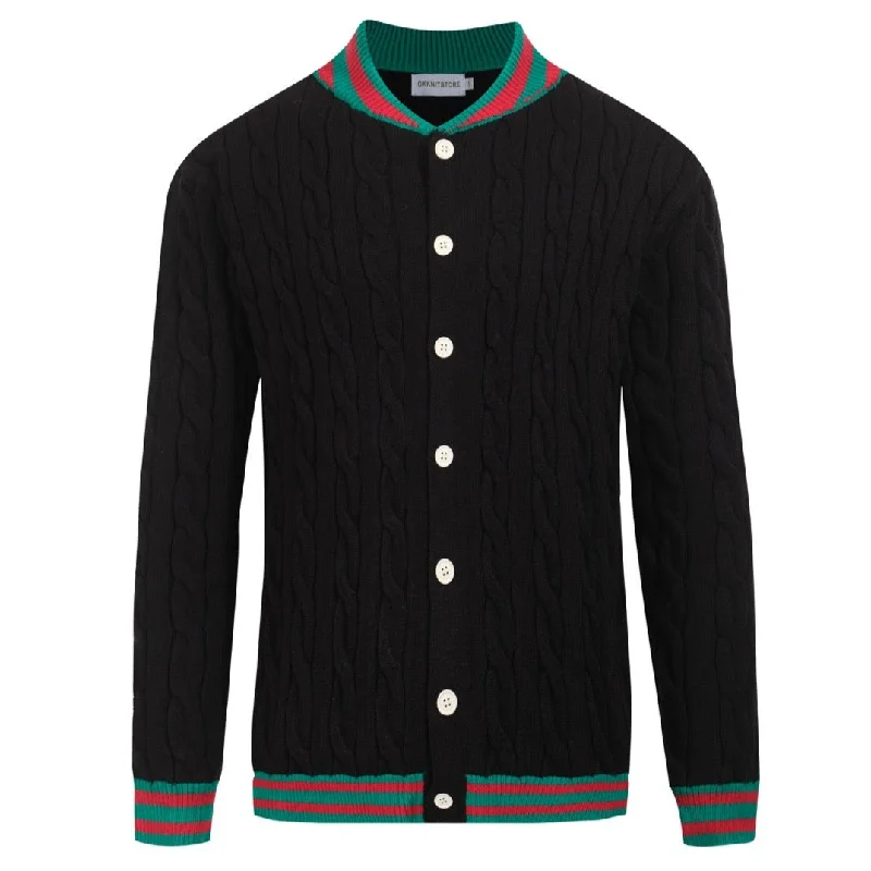 Men's Sweaters with Dropped ShouldersMen's black vintage cardigan sweater coat