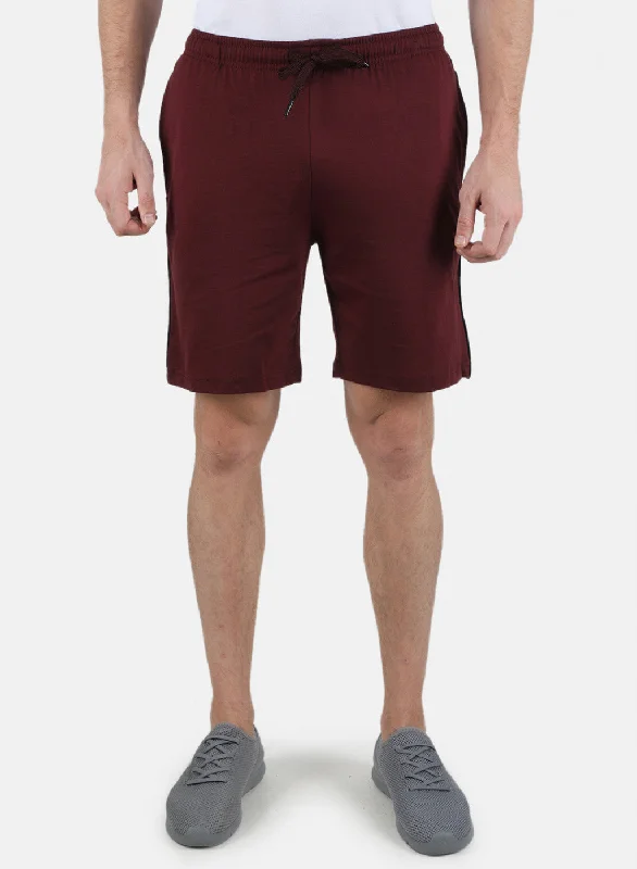 Men's Pants with Zippered PocketsMen Maroon Plain Bermuda