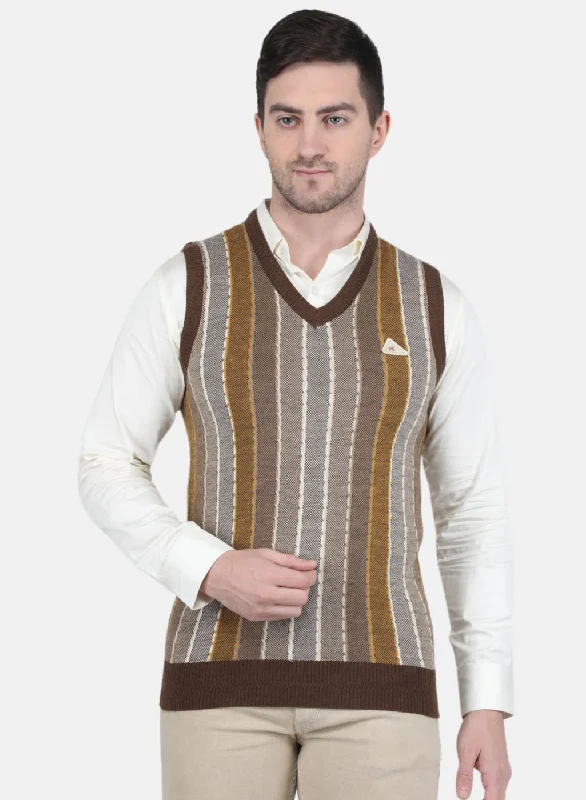 Men's Sweaters in Earthy TonesMen Brown Self Design Sweater