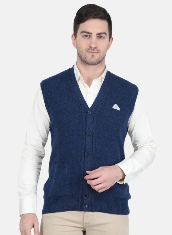 Men's Sweaters with SnapsMen Blue Solid Cardigan