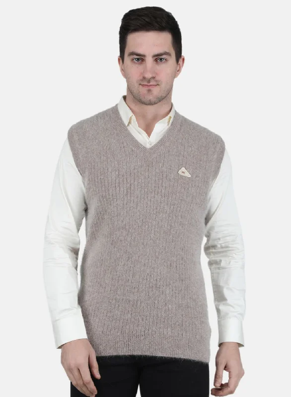 Men's Sweaters with ButtonsMen Beige Solid Sweater