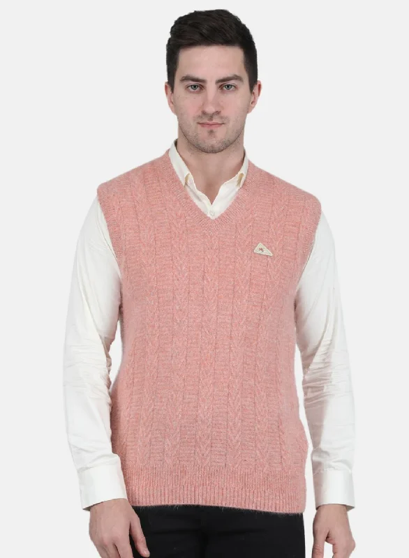 Men's Sweaters in Metallic ColorsMen Pink Self Design Sweater