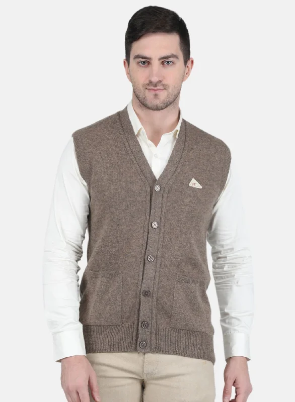 Men's Sweaters with ZippersMen Beige Solid Cardigan