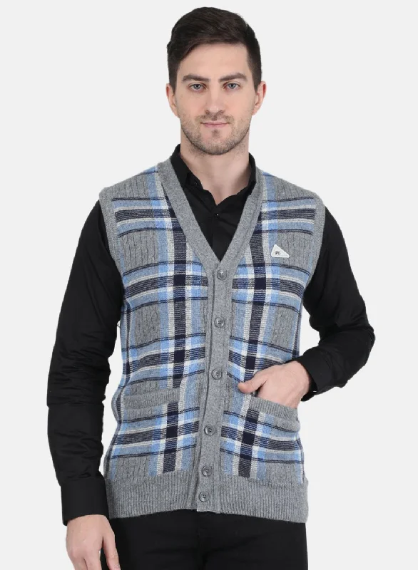 Men's Sweaters in Neutral ColorsMen Grey Printed Cardigan