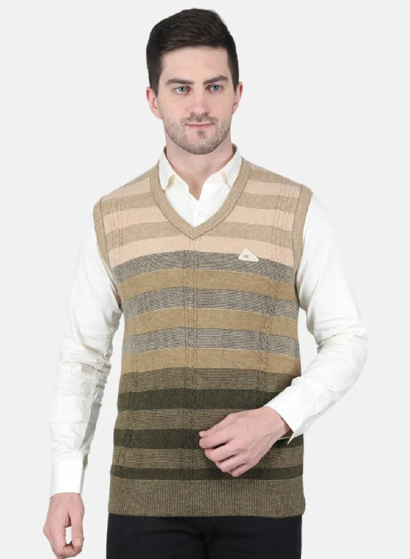 Men's Sweaters with A-Line ShapesMen Olive Self Design Sweater