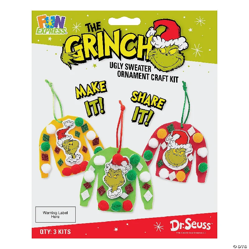 Durable Men's Acrylic SweatersDr. Seuss™ The Grinch Ugly Christmas Sweater Ornament Craft Kit Packs