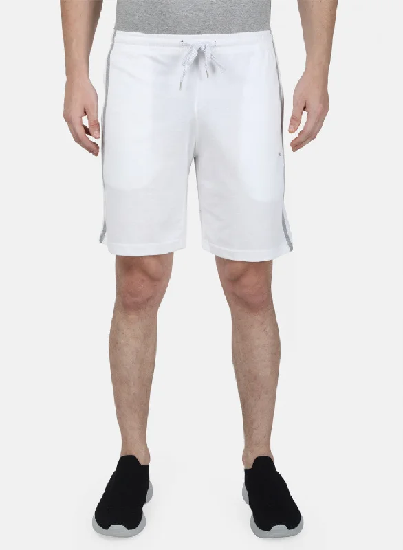 Men's Pants with Flat-Front DesignsMens White Plain Bermuda