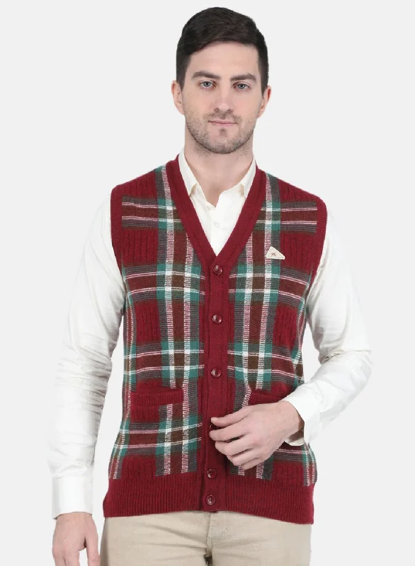 Men's Sweaters in Bright ColorsMen Maroon Printed Cardigan