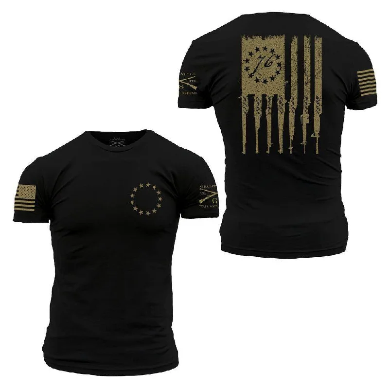 Men's Shirts with Button-Down CollarsBetsy Rifle Flag T-Shirt - Black