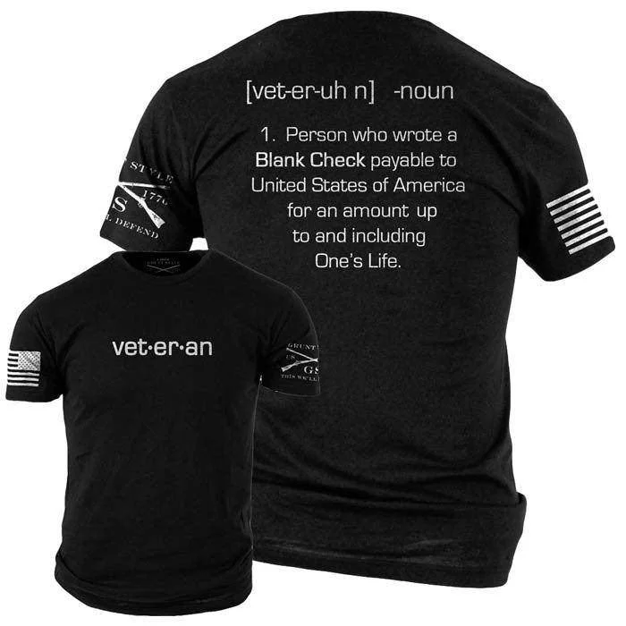 Men's Shirts with Scoop NecksBlank Check Veteran T-Shirt - Black