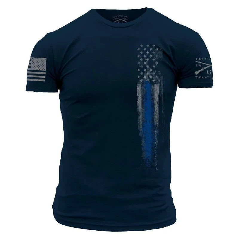 Men's Shirts with Tab CollarsBlue Line Flag T-Shirt - Navy