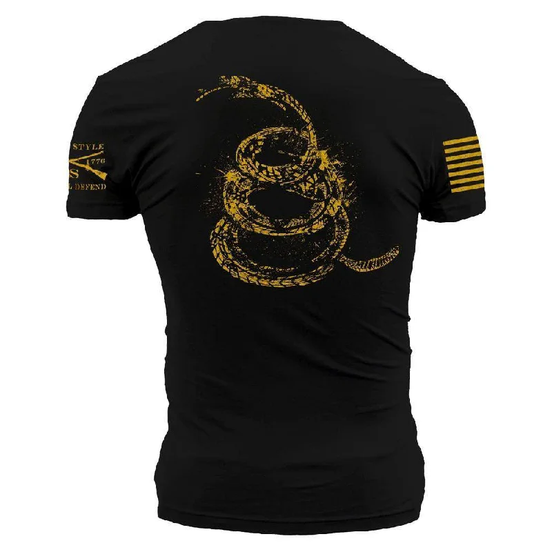 Men's Shirts with Embroidered DesignsDon't Tread on Me Gadsden Tracks T-Shirt - Black