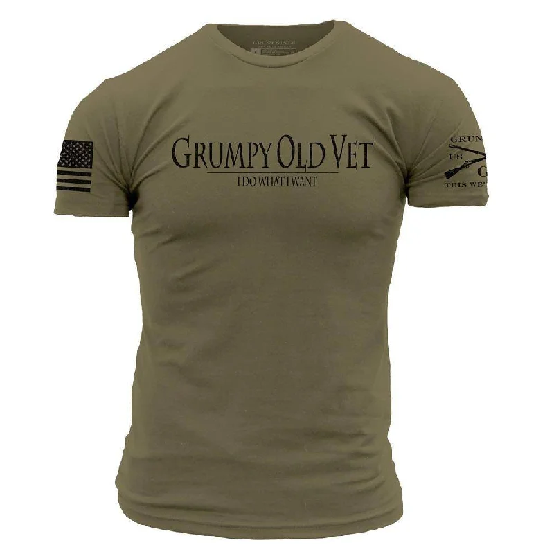 Men's Shirts with Snap ButtonsGrumpy Old Vet T-Shirt - Military Green