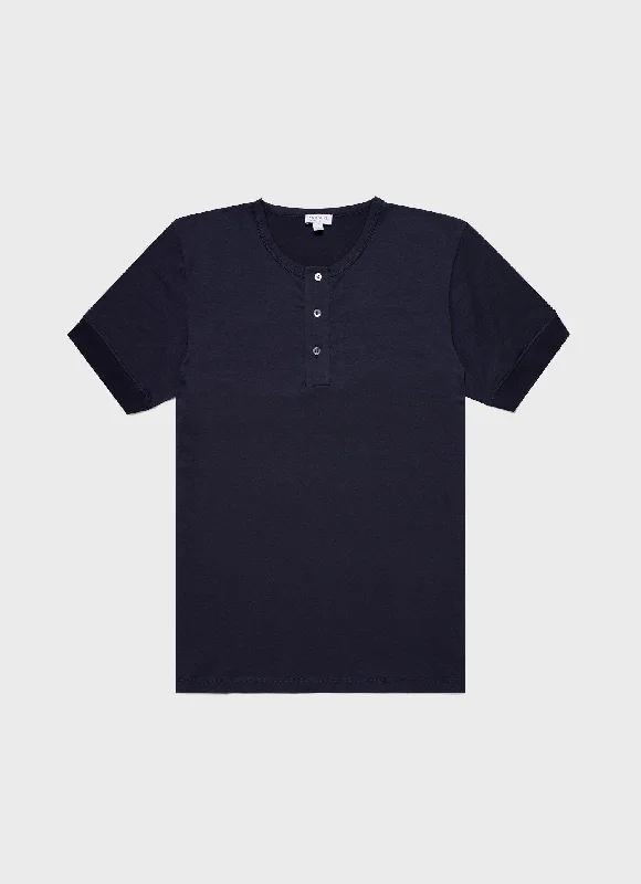 Men's Shirts with Lace-Up HemlinesMen's Henley T-shirt in Navy