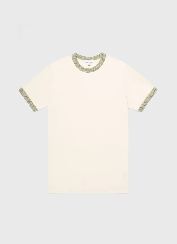 Men's Shirts with Elastic WaistbandsMen's Classic Ringer T-shirt in Pale Khaki