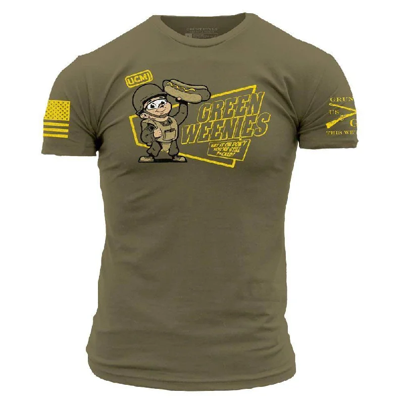 Men's Shirts with Asymmetrical HemlinesGreen Weenies T-Shirt - Military Green