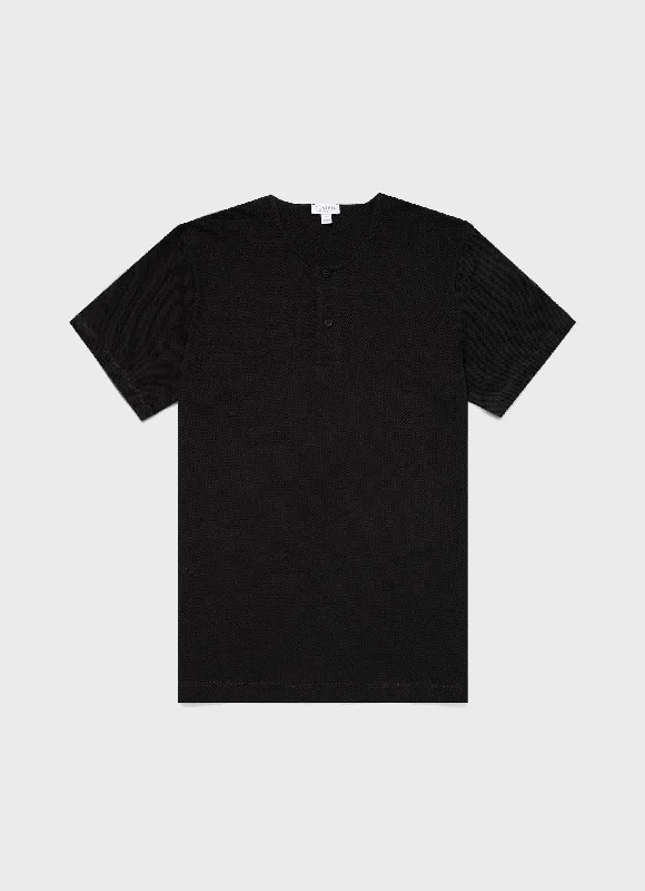 Men's Shirts with Mandarin CollarsMen's Riviera Henley in Black