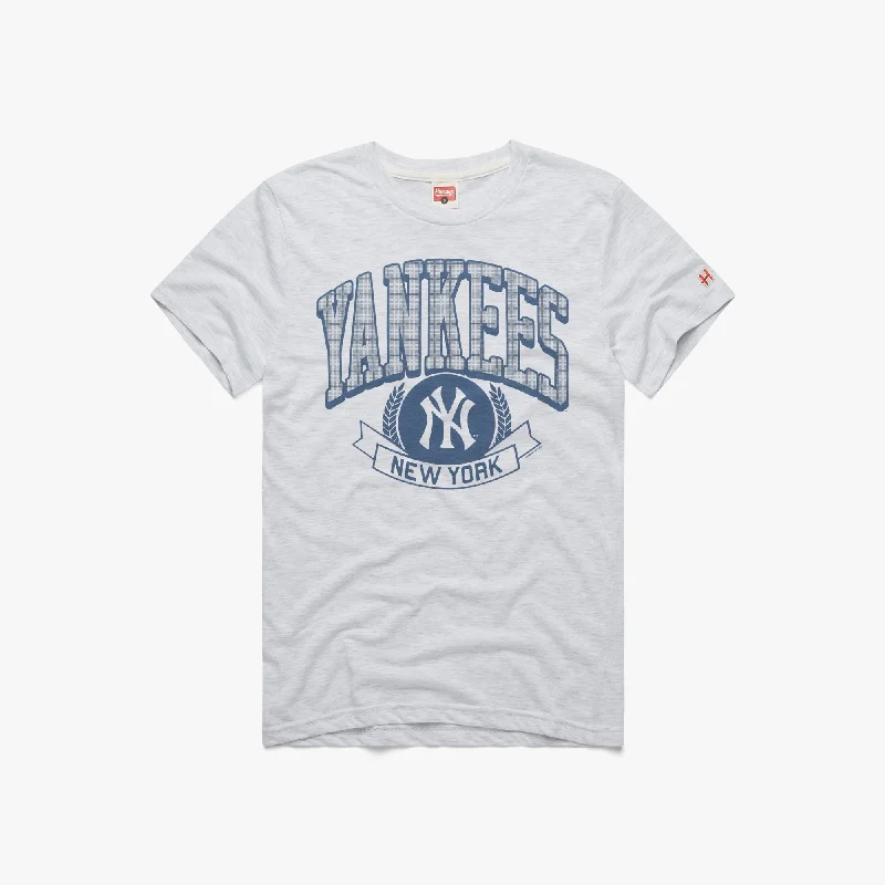 Men's Shirts with Velcro ClosuresNew York Yankees Plaid