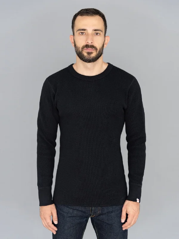 Men's Shirts with Contrast StitchingUES Double Honeycomb Thermal T-Shirt Black