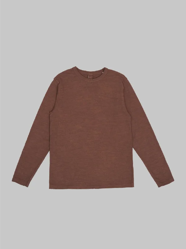 Men's Shirts with Mock NecksUES No.8 Slub Nep Long Sleeve T-Shirt Brown