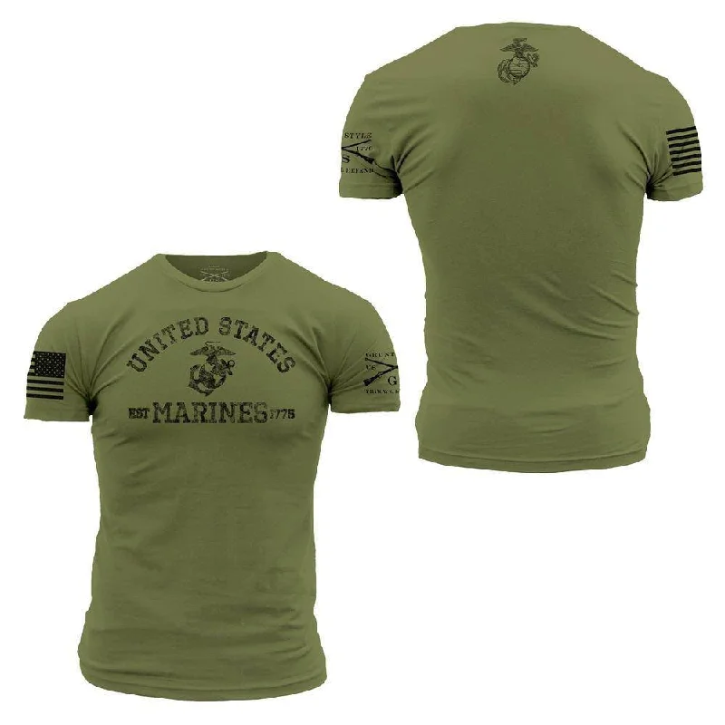 Men's Shirts with CollarsUSMC - Est. 1775 T-Shirt - Military Green