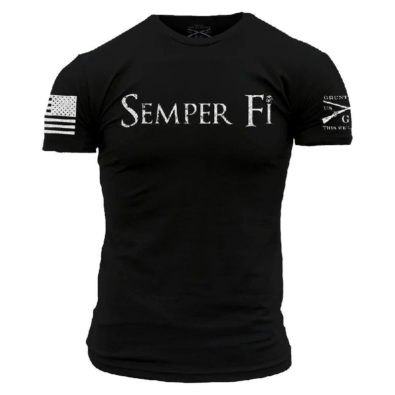 Men's Shirts for HikingUSMC - Semper Fi T-Shirt - Black