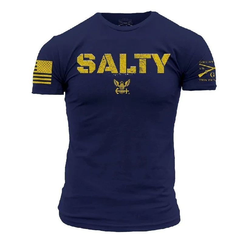 Men's Shirts with Single-Breasted DesignsUSN - Salty 2.0 T-Shirt - Navy