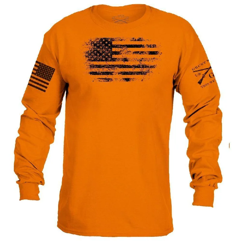 Casual Men's T-ShirtsVintage American Long Sleeve - Safety Orange