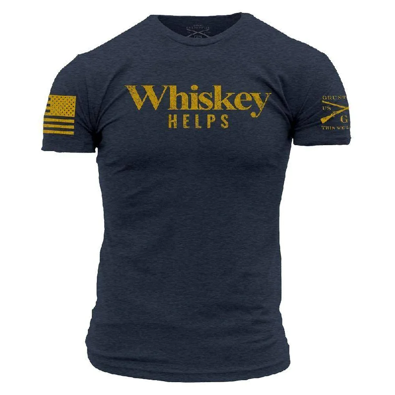 Men's Shirts with Asymmetrical HemlinesWhiskey Helps™  T-Shirt - Midnight Navy