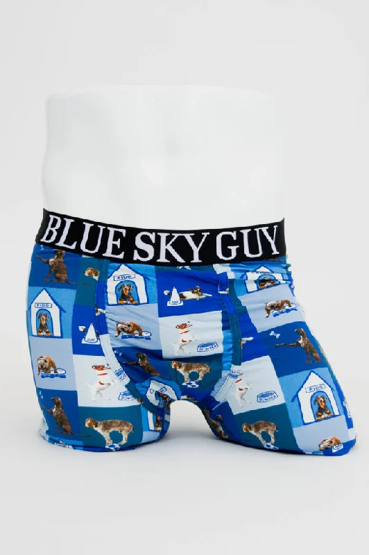 Men's Pants with Contrast WaistbandsMiddle Man, Blue Dog, Bamboo