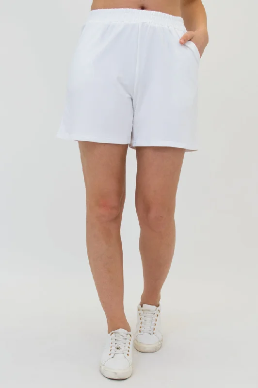 Men's Pants with Hidden PocketsSky Shorts, White, Cotton - Final Sale