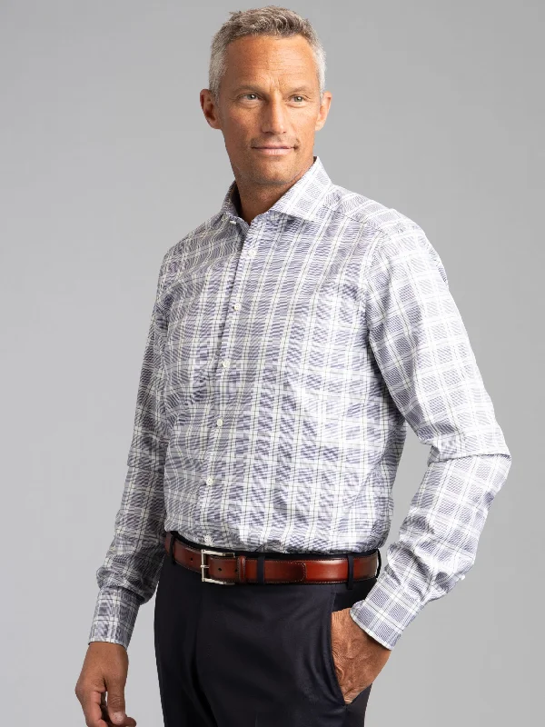 Men's Striped Long-Sleeve Shirts for a Maritime FeelBlue Checked Twill Shirt