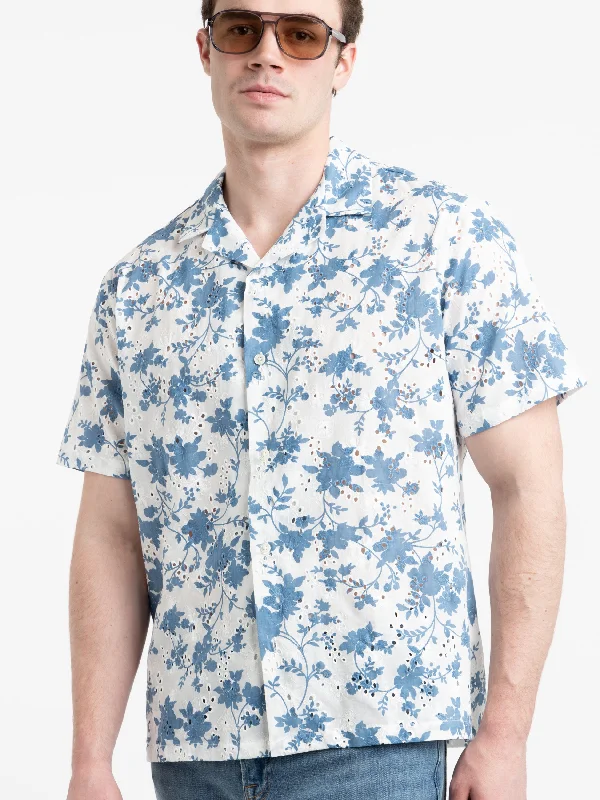 Lightweight Men's Poplin ShirtsBlue Minho Floral Shirt