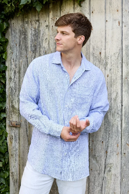 Men's Casual Friday Shirts for Relaxed Office DaysLightweight Yarn Dye Linen Shirt - Surf Blue