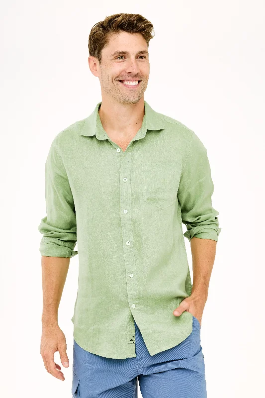 Men's Solid-Color Block Shirts for a Bold StatementClassic Linen Shirt - Piquant Green