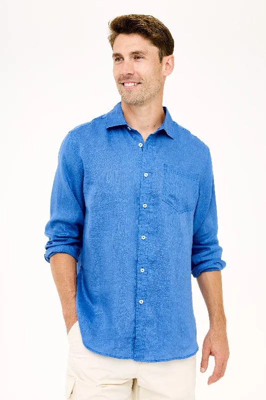 Men's Big and Tall Shirts for Added ComfortClassic Linen Shirt - Marine Blue