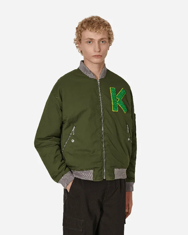 Men's Coats with Fur TrimVarsity Bomber Jacket Green