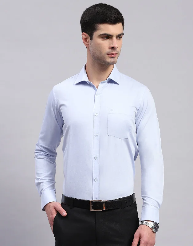 Men's Weekend Shirts for Leisurely OutingsMen Blue Solid Collar Full Sleeve Shirt