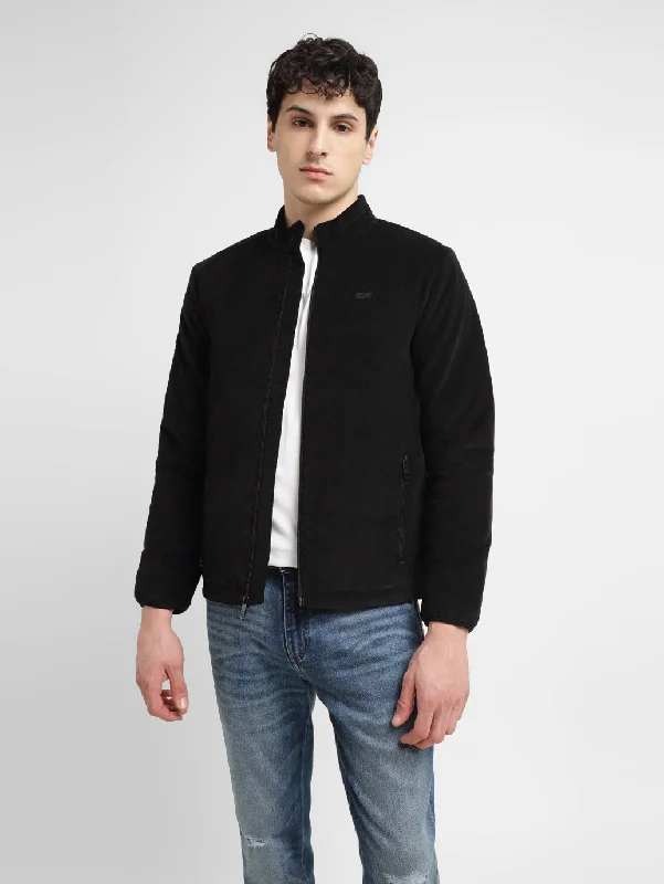 Weather-Resistant Men's CoatsMen's Black Regular Collar  Jacket