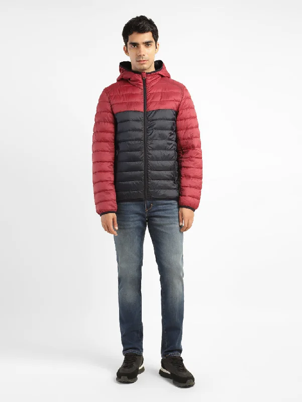 Men's Coats for SnowboardingMen's Colorblock Red Hooded Jacket