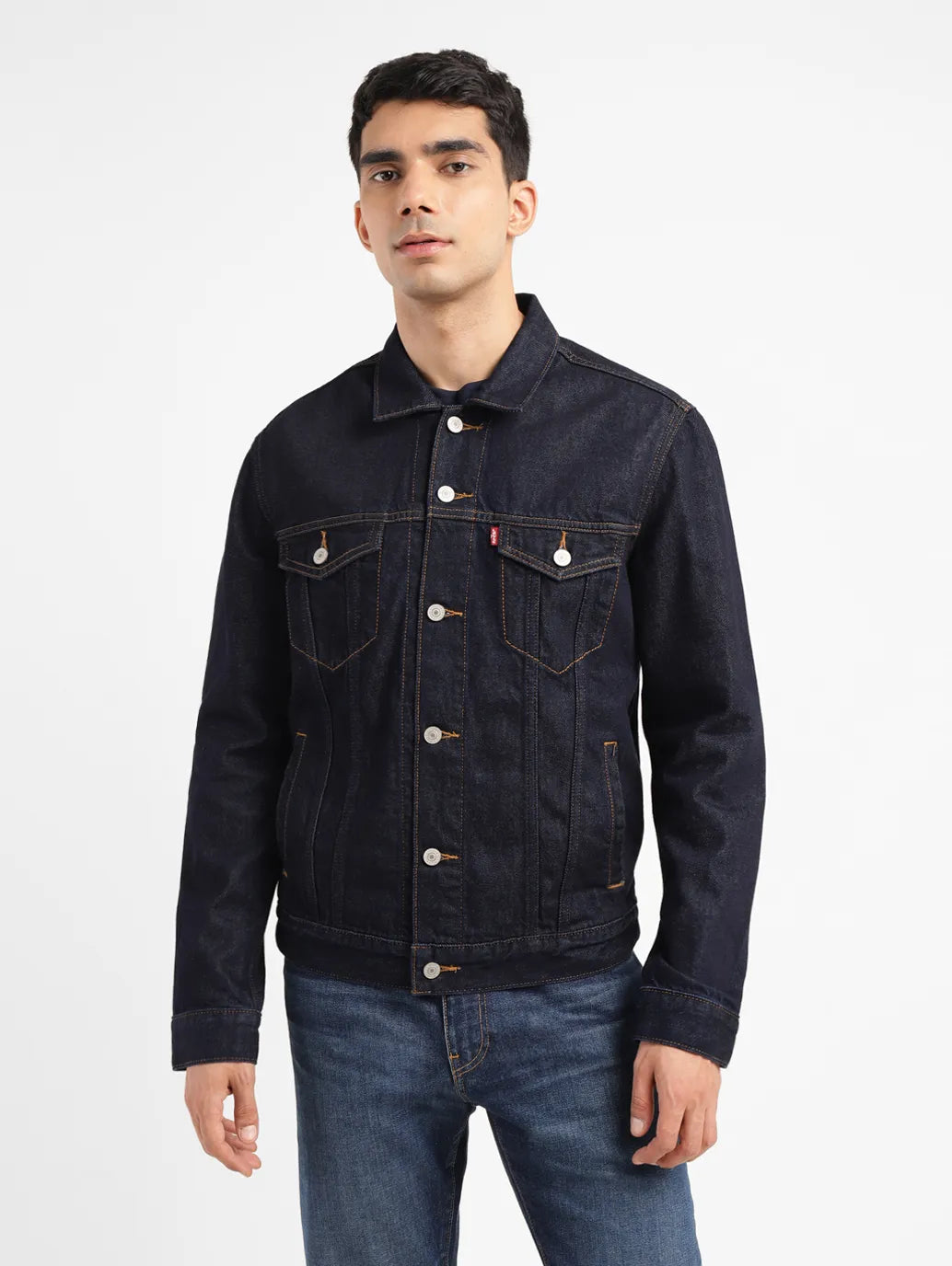 Men's Coats with Relaxed FitsMen's Solid Indigo Spread Collar Jacket